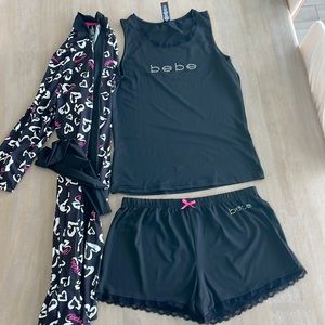 Bebe pajama set shorts tank robe small